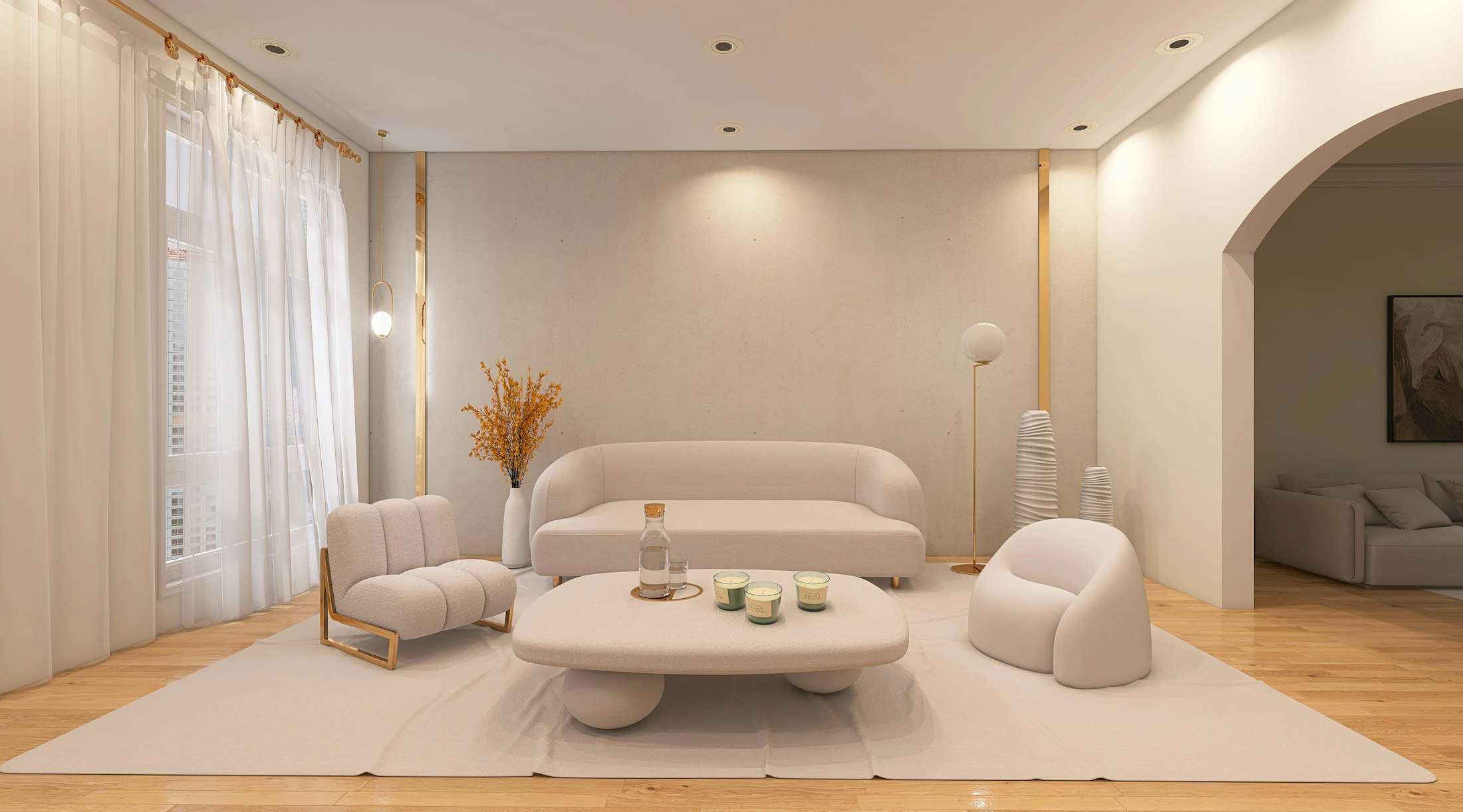 Warm modern living room interior